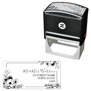 Florales Hochzeits-Rücksende-Adresse-Stempel Permastempel