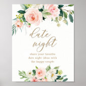 Florales Hochzeitsdusche Date Night Ideen Schild (Vorne)