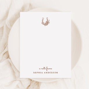 Florales Hufeisen Minimalist Chic Western Monogram Mitteilungskarte