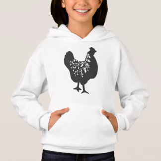 florales Huhn-Silhouette-Hühner Hoodie