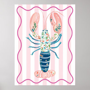florales Hummer-Funky-Wandkunstplakat Poster