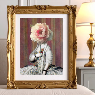 Florales Intrigens-Rosa Pfingstrosen-Maske Fotodruck