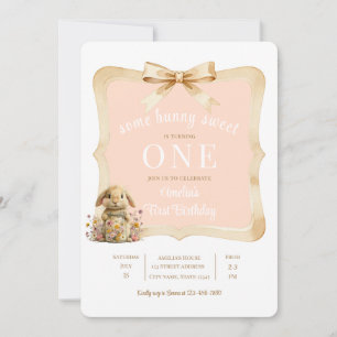 Florales Kaninchen-Mädchen-Party-Template Einladung