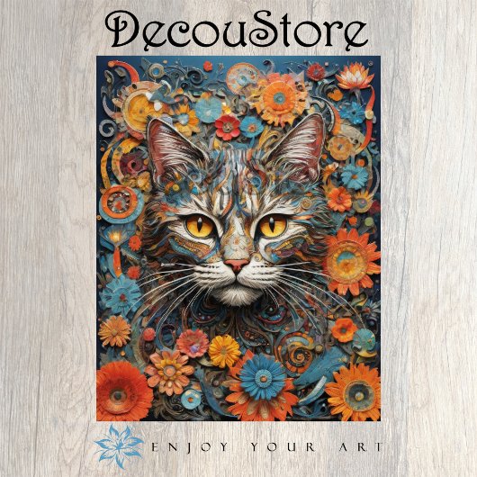 Florales Katzen-Dekor Seidenpapier