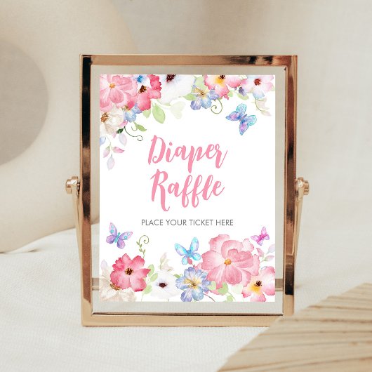 Florales Kleiner-Schmetterling-Windel-Raffle-Schil Poster
