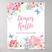 Florales Kleiner-Schmetterling-Windel-Raffle-Schil Poster (Vorne)