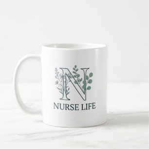 Florales Krankenpfleger-Leben Monogramm N Kaffeetasse