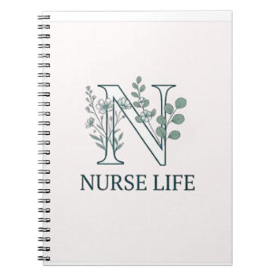 Florales Krankenpfleger-Leben Monogramm N Notizblock
