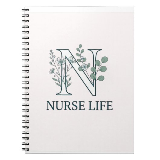 Florales Krankenpfleger-Leben Monogramm N Notizblock (Vorderseite)