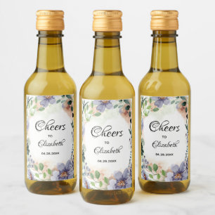 Florales Kranz Brautparty Mini Weinetikett