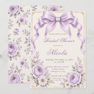 Florales Lavendel Coquette-Band Brautparty Einladung