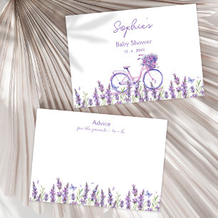 Florales Lavendel-Fahrrad-Baby-Shower-Ratgeberkart Begleitkarte