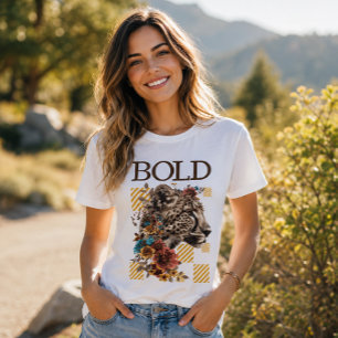 Florales Leoparden-Fett-Typografie T-Shirt