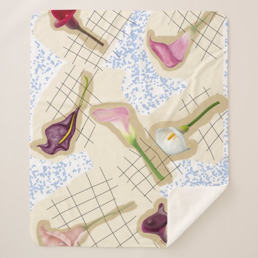 Florales Lilienmuster  Sherpadecke (Vorderseite)