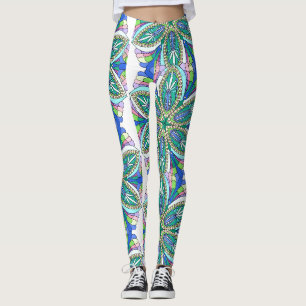 Florales Mandala-Design, lebendige Pastelltöne Leggings