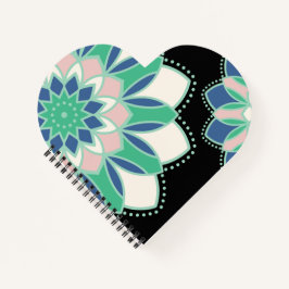 Florales Mandala-Herz Notizblock