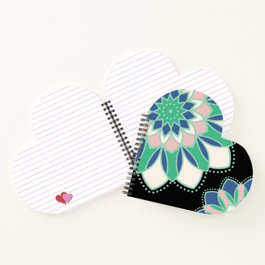 Florales Mandala-Herz Notizblock (Innenseite)