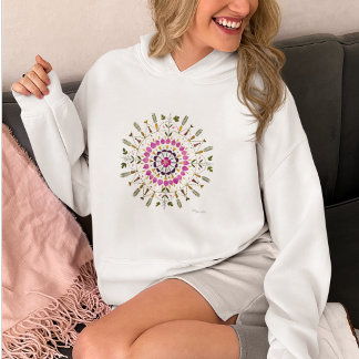 Florales Mandala l Eingedrückte Blume Kunstwerk  Hoodie