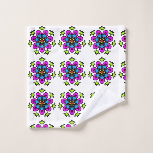 Florales Mandala-Muster Badhandtuch Set (Waschlappen)