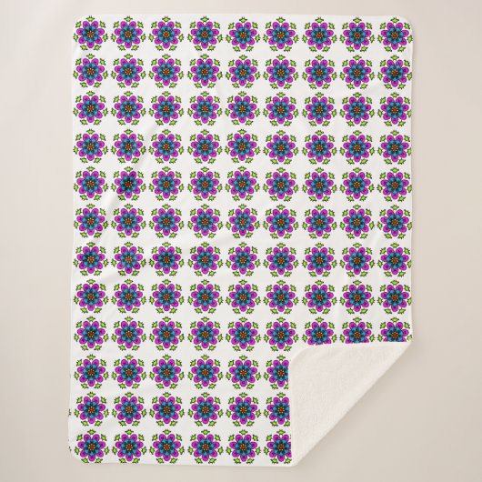 Florales Mandala-Muster Sherpadecke (Vorderseite)