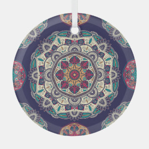 Florales Mandala: Ornamentales Vintage Nahtloses M Ornament Aus Glas