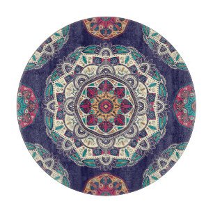 Florales Mandala: Ornamentales vintage nahtloses M Schneidebrett