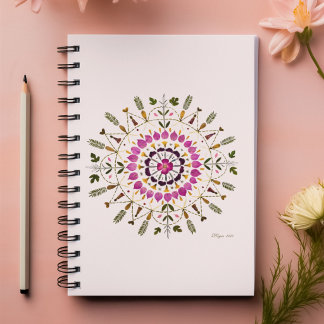 Florales Mandala-Pressblumen-Kunstwerk von S. Frig Planer