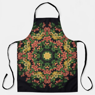 Florales Mandala: rot, gelb vintage. Schürze