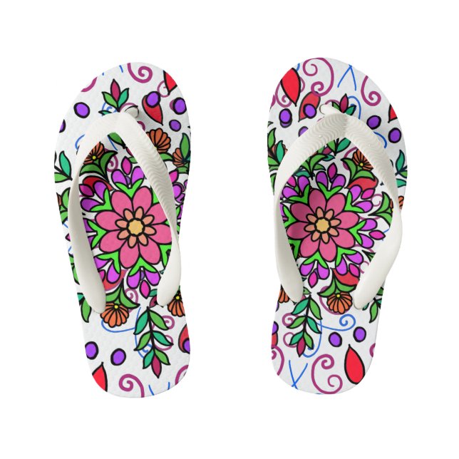 Florales Mandala-Sandale Kinderbadesandalen (Fußbett)