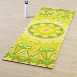 Florales Mandala-Yoga Frühling Grün Gelb Übungen Yogamatte