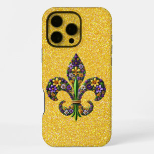 Florales Mardi Gras fleur de lis iPhone 16 Pro Max Hülle