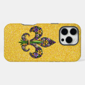 Florales Mardi Gras fleur de lis iPhone Hülle (Rückseite (Horizontal))