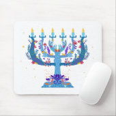 florales Menora Chanukka Mousepad (Mit Mouse)