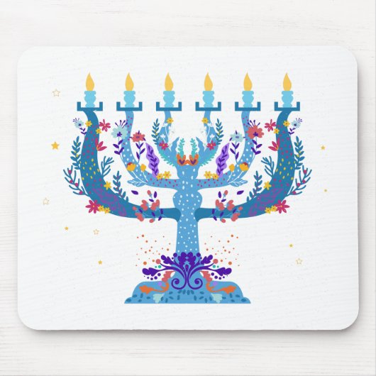 florales Menora Chanukka Mousepad (Vorne)