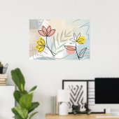 Florales minimalistisches Abstrakt Poster (Heimbüro)