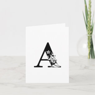Florales Monogramm A auf weißer Karte