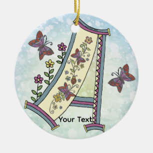 florales Monogramm A Keramik Ornament
