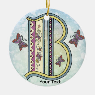 florales Monogramm B Keramik Ornament