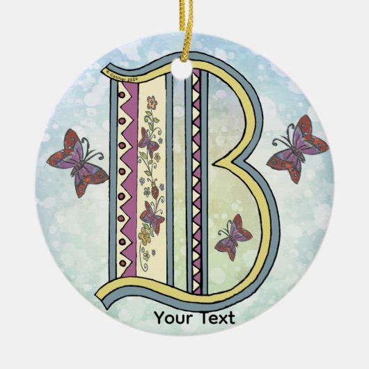 florales Monogramm B Keramik Ornament (Vorne)