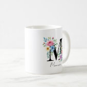 Florales Monogramm – Buchstabe M Kaffeetasse (VorderseiteRechts)