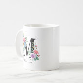 Florales Monogramm – Buchstabe M Kaffeetasse (Vorderseite Links)