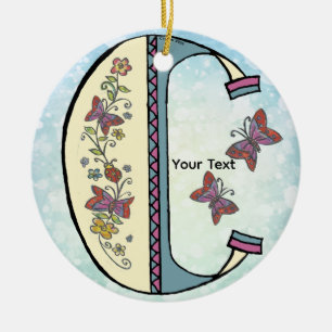 florales Monogramm C Keramik Ornament