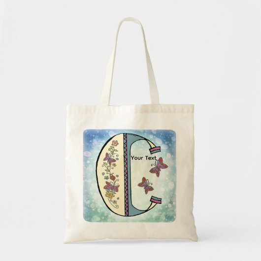 florales Monogramm C Tragetasche (Vorne)