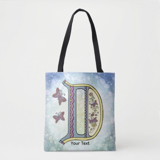 florales Monogramm D Tasche (Vorderseite)
