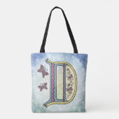 florales Monogramm D Tasche (Rückseite)