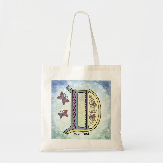 florales Monogramm D Tragetasche (Vorne)