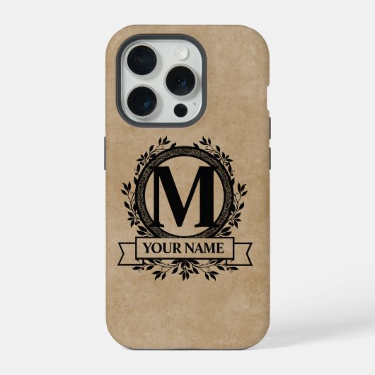 Florales Monogramm-Design iPhone Hülle (Rückseite)
