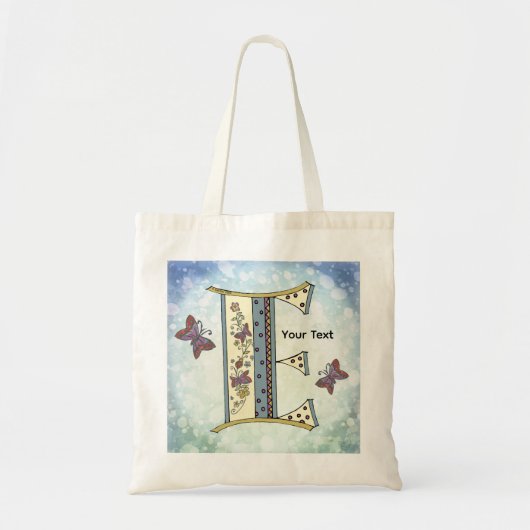 florales Monogramm E Tragetasche (Vorne)