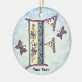 florales Monogramm F Keramik Ornament (Links)
