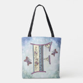 florales Monogramm F Tasche (Rückseite)